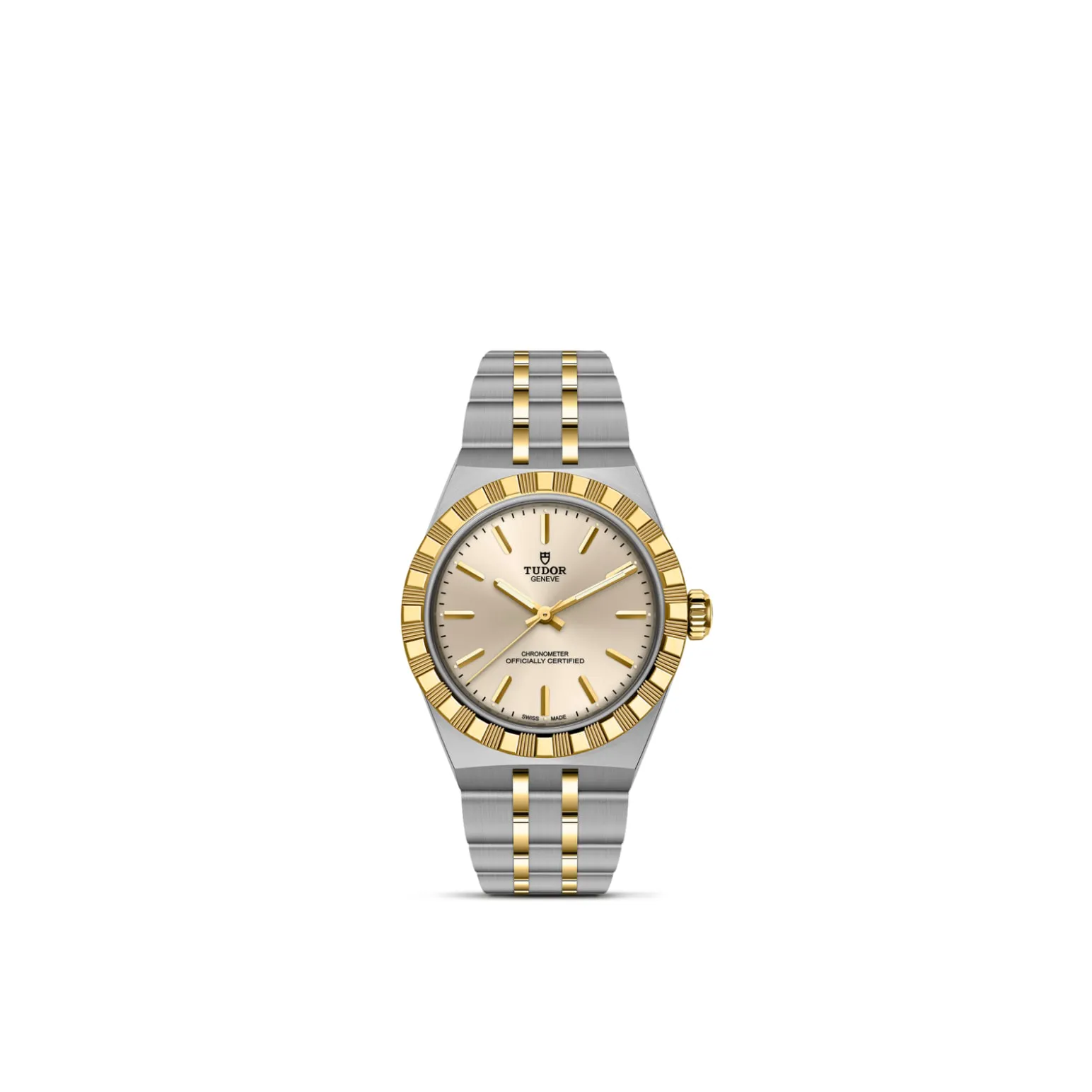 m2830a1a3-0003-upright_watch_white_background-model_page | Brela Two-tone gold and stainless steel Tudor wristwatch with a fluted bezel and cream dial | Brela