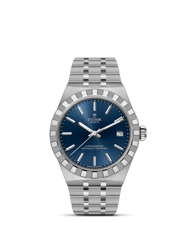 m2836c1a0-0102_upright-wh-std-grid | Brela | Brela Tudor stainless steel wristwatch with a blue dial and date window at 3 o'clock | Brela | Brela